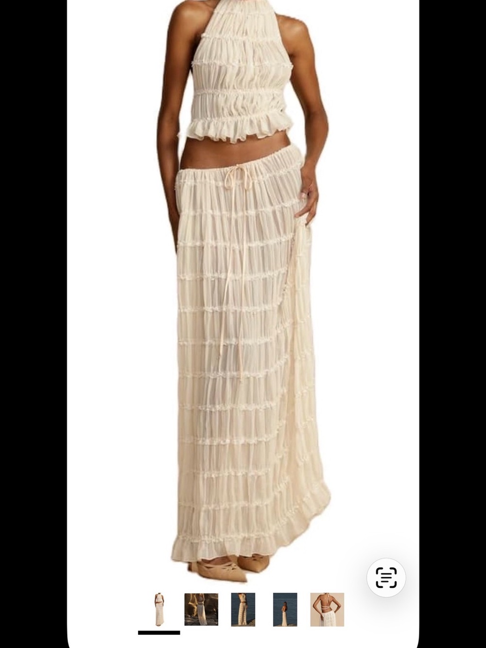 Maxi Skirt Set Lace Up Sleeveless Tank Top and Flowy Long Skirt